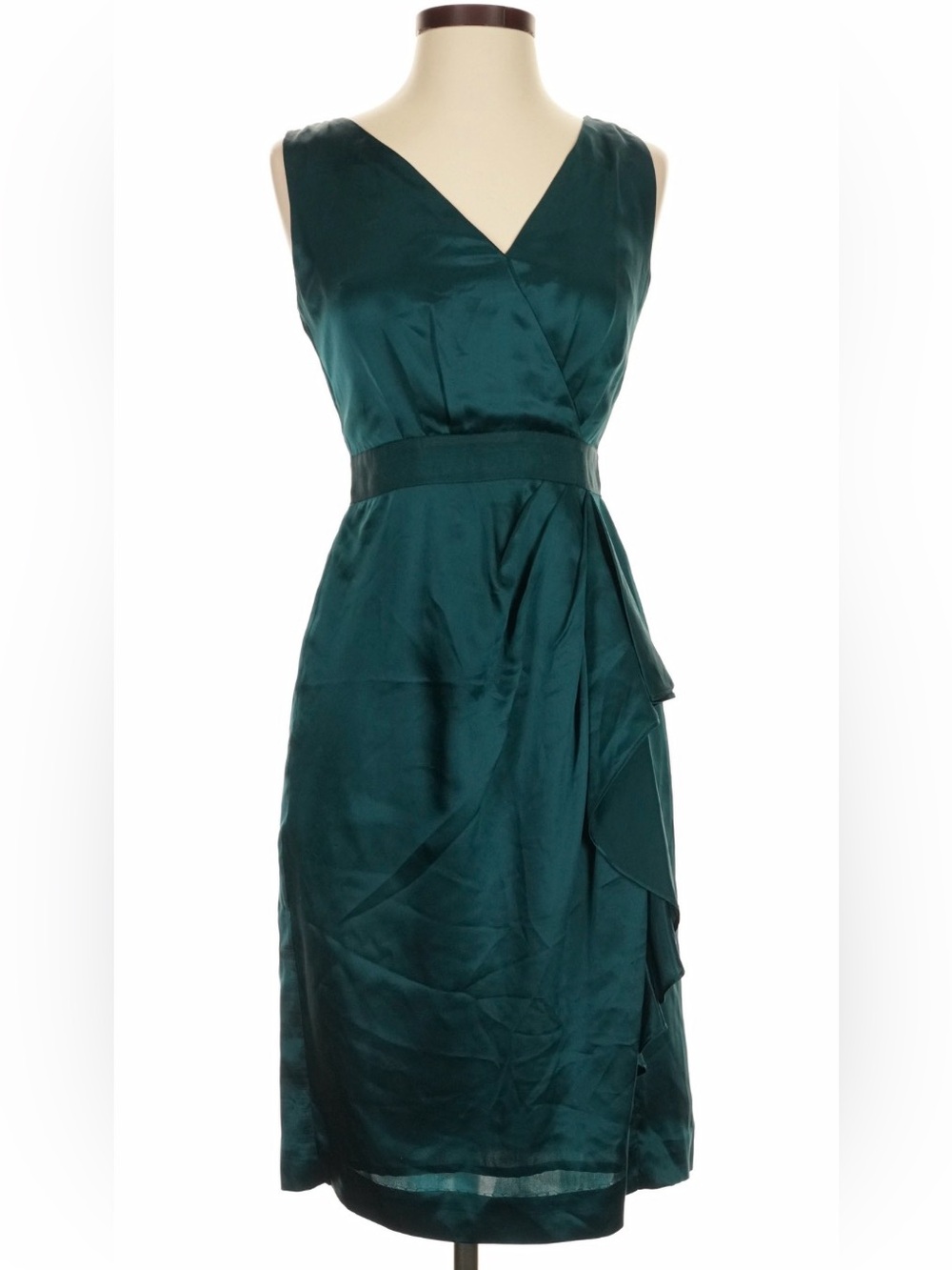Banana Republic Green/Teal V-Neck 100% Silk Cocktail Dress Size 4